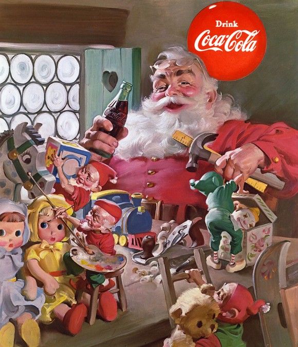 haddon-sundblom-coke-santa-with-toys